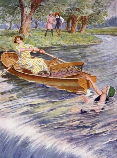 ボート遊びの女の子 作： Richard Henry Brock